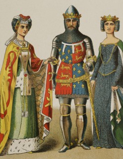History of England. 14th century. From left to right: lady, Edward of Woodstock (1330-1376), called