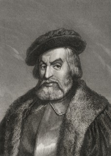 Hernán Cortés (1488-1547). Spanish conquistador of the Aztec empire. Portrait. Engraving by