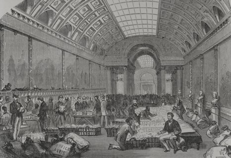 Franco-Prussian War (1870-1871). France. Central post office, installed in the Gallery of Battles