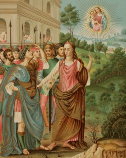 The Sibyl of Tiburtis announcing to Augustus the coming of Jesus Christ. The Virgin and Child