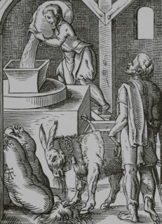 The miller. Facsimile after a drawing and engraving by Jost Amman in the 16th century. ""Moeurs,