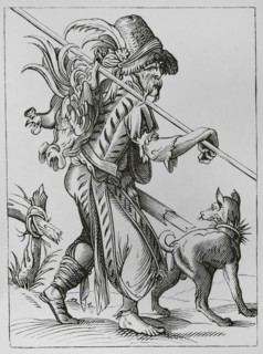 Poultry supplier. Facsimile after a drawing and engraving by Jost Amman in the 16th century.