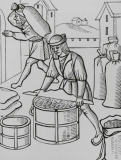 France. Measurement of grain in Paris. Facsimile of an engraving from """"Les ordonnances royaux