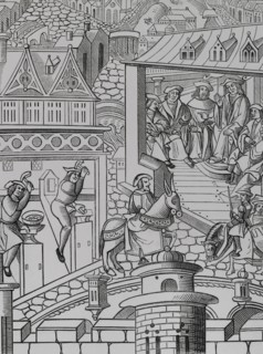Chambre et Hotel des Monnaies"" (mint). 19th-century engraving from a woodcut in ""l'Institution et