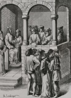 Promulgation of an Edict. Engraving by Albert Coinchon after a miniature in ""Anciennete des