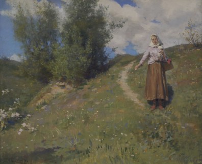 Janis Rozentals (1866-1916). Latvian painter. Song of the Shepherdess, 1898. Tempera on canvas (59