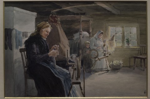 Janis Valters (Johann Walter) (1869-1932). Baltic German artist. Women Spinning. From the album