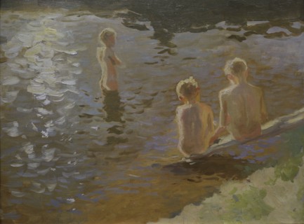 Janis Valters (Johann Walter) (1869-1932). Baltic German artist. Bathing Boys, ca. 1900. Oil on