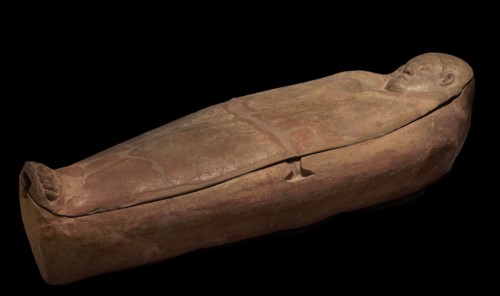 Anthropomorphic terracotta sarcophagus. Found in Ghar Barka, on the outskirts of Rabat (Malta). 6th