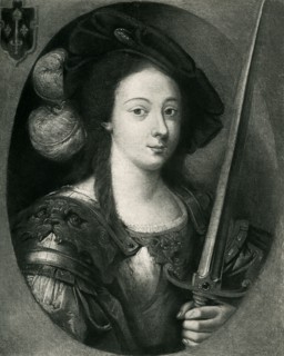 This painting of Joan of was doneby Claude Deruet, a famous French Baroque artist of the 17th