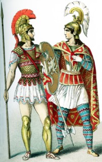This illustration shows two warriors who lived in Asia Minor at the time the Roman Empire ruled the