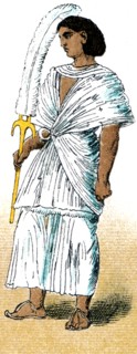 This figure of an ancient Egyptian represents a royal fanbearer. The illustration dates to 1882.