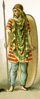 Pictured here is a Gallic warrior. The time period is around the 50s B.C., when the Roman statesman