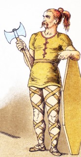 The figure pictured here is an armed Frankish warrior between the years A.D. 400 to 600. Franks