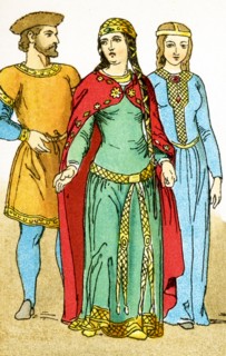 The figures pictured here are Franks from the years A.D. 700 to 800. They are, from left to right: