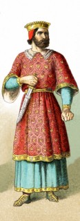 The figure depicted here represents a French earl around A.D. 1000. The illustration dates to 1882.