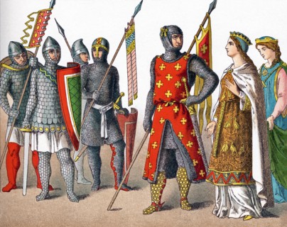 The figures shown here represent Germans around A.D. 1100. They are from left to right: five