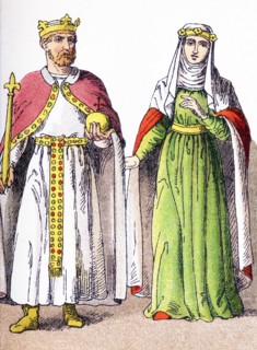 The figures here are Germans in the A.D. 1100s. They represent the Emperor Frederick I (Barbarossa)
