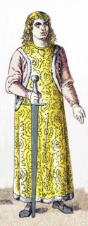 The figure here is a German nobleman in A.D. 1100. The Illustration dates to 1882. .