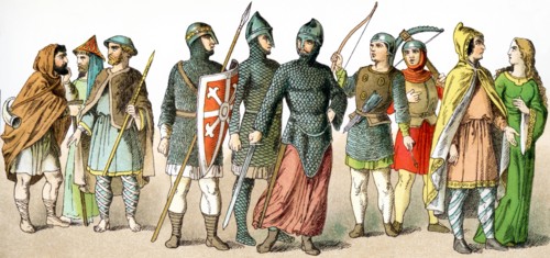 The figures represented here are Normans between A.D. 1000 and 1100. They are, from left to right: