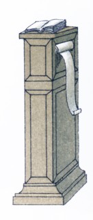 The prayer desk pictured here dates to between 1000 and 1100 A.D. The illustration dates to 1882.