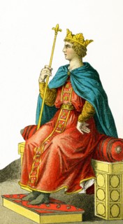 The figure depicted here represents the German Emperor Frederick II (died 1250). The illustration