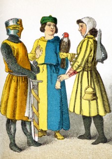 Pictured here are three Germans around 1200. They are, from left to right: knight, doctor, falconer
