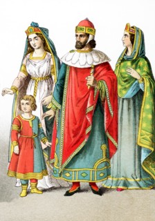 The figures pictured here represent Venetian nobles around A.D. 1200. They are, from left to right:
