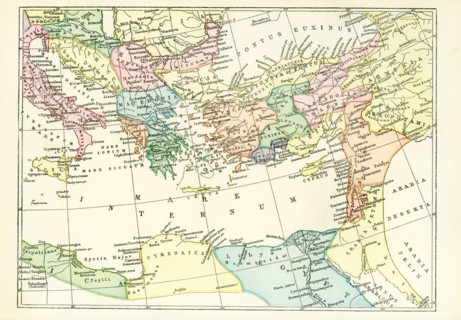 This map dates to 1897 and shows the western Provinces of the ancient Roman Empire. Among them are: