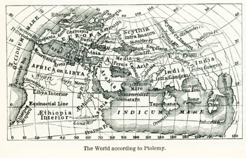 Pictured here is the world according to Ptolemy, an Alexandrian astronomer who lived around 150 A.D