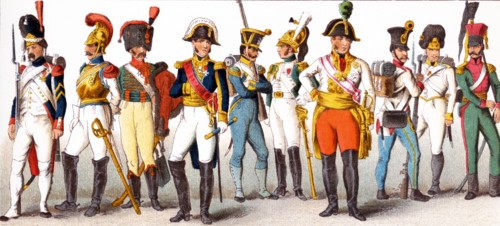The figures pictured here represent Prussian military. From left to right, they are: French