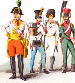The figures pictured here represent Austrian military. From left to right, they are: Austrian Field