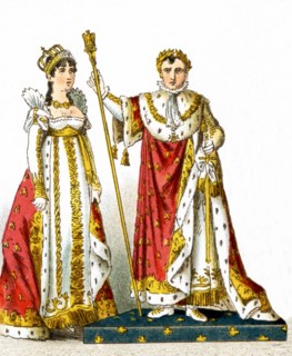 Pictured here are the French Empress Josephine and Napoleon I in his coronation robes in 1804. The