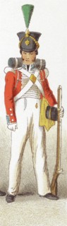 The figure represented here is an English infantry guard from the 1800s. This illustration dates to