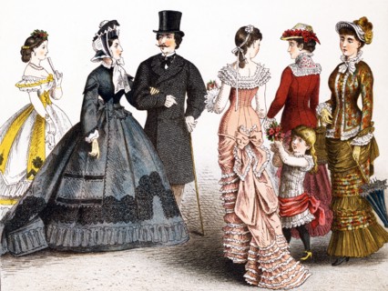The figures pictured here, represent German fashions during the years 1834 to 1881. The
