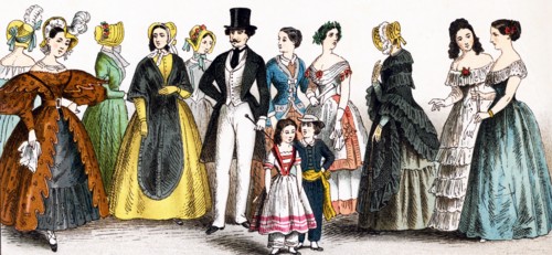 The figures pictured here, represent German fashions during the years 1834 to 1881. The