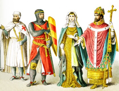 The figures represented here are English people around A.D. 1200. They are, from left to right: a