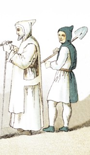 The figures in the illustration represent two French clergy members around A.D. 1200. They are,