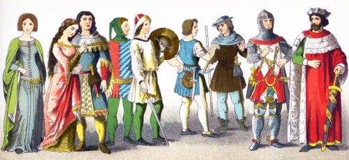 This illustration, which dates to 1882, shows Germans in period dress from A.D. 1300-1350. They