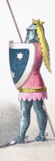 The figures represent a knight German from A.D. 1350 to 1400 in battle costume. The illustration