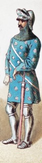The figure represented here is an English knight in 1377. The illustration dates to 1882.