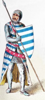 The figure represented here is an English knight in 1333. The illustration dates to 1882.