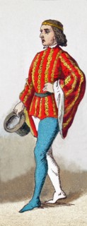 The figure represented here is an English man of rank in 1377. The illustration dates to 1882.