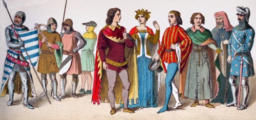 The figures represented here are English people between A.D. 1300 and 1400. They are, from left to