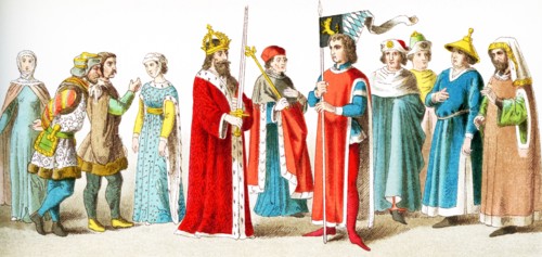 The figures pictured here represent Germans from A.D. 1400-1450. They are, from left to right: