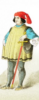 The figure represented here is a German patrician between A.D. 1450 and 1500. The illustration