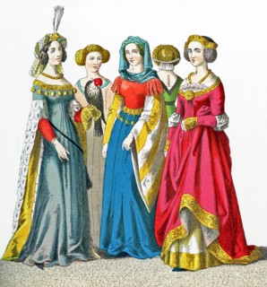 The figures represented here are German women between A.D. 1450 and 1500. They are, from left to