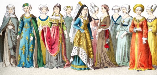 The figures represented here are German women between A.D. 1450 and 1500. They are, from left to