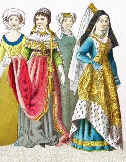 The figures represented here are German women between A.D. 1450 and 1500. The illustration dates to