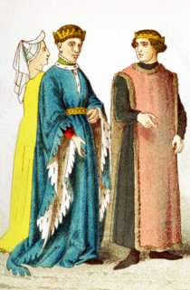 The figures pictured here represent English people between A.D. 1400 and 1450. They are from left